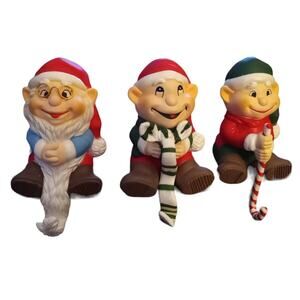 Vtg Earl Ralph Scooter Christmas Stocking Hangers Shelf Sitter Figurines 4.5"
